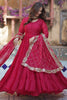 Attractive Pink Georgette Wedding Wear Gown With Dupatta