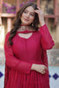 Attractive Pink Georgette Wedding Wear Gown With Dupatta