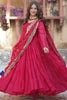 Attractive Pink Georgette Wedding Wear Gown With Dupatta