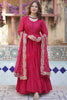 Attractive Pink Georgette Wedding Wear Gown With Dupatta