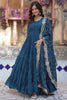 Dazzling Teal Blue Georgette Event Wear Gown With Dupatta