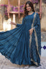 Dazzling Teal Blue Georgette Event Wear Gown With Dupatta