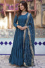 Dazzling Teal Blue Georgette Event Wear Gown With Dupatta