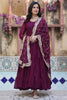 Striking Wine Color Georgette Festival Wear Gown With Dupatta