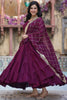 Striking Wine Color Georgette Festival Wear Gown With Dupatta