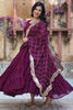 Striking Wine Color Georgette Festival Wear Gown With Dupatta