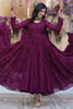 Striking Wine Color Georgette Festival Wear Gown With Dupatta