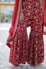 Wonderful Maroon Weaving Jacquard Wedding Wear Sharara Suit