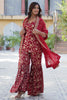 Wonderful Maroon Weaving Jacquard Wedding Wear Sharara Suit