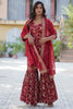 Wonderful Maroon Weaving Jacquard Wedding Wear Sharara Suit