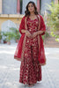 Wonderful Maroon Weaving Jacquard Wedding Wear Sharara Suit