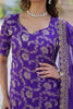 Beautiful Purple Weaving Jacquard Function Wear Sharara Suit