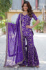 Beautiful Purple Weaving Jacquard Function Wear Sharara Suit