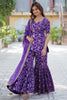 Beautiful Purple Weaving Jacquard Function Wear Sharara Suit