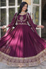 Magnetic Wine Embroidered Georgette Engagement Wear Gown