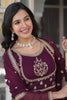 Magnetic Wine Embroidered Georgette Engagement Wear Gown