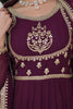 Magnetic Wine Embroidered Georgette Engagement Wear Gown