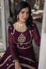 Magnetic Wine Embroidered Georgette Engagement Wear Gown