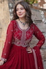Lovable Maroon Pearl Work Georgette Event Wear Gown With Dupatta