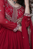 Lovable Maroon Pearl Work Georgette Event Wear Gown With Dupatta
