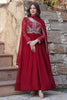 Lovable Maroon Pearl Work Georgette Event Wear Gown With Dupatta