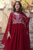 Lovable Maroon Pearl Work Georgette Event Wear Gown With Dupatta