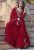 Lovable Maroon Pearl Work Georgette Event Wear Gown With Dupatta