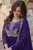 Fabulous Purple Pearl Work Georgette Reception Wear Gown With Dupatta