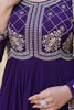 Fabulous Purple Pearl Work Georgette Reception Wear Gown With Dupatta