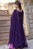 Fabulous Purple Pearl Work Georgette Reception Wear Gown With Dupatta
