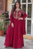 Incredible Pink Embroidered Georgette Wedding Wear Gown