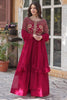 Incredible Pink Embroidered Georgette Wedding Wear Gown