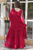 Incredible Pink Embroidered Georgette Wedding Wear Gown