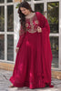 Incredible Pink Embroidered Georgette Wedding Wear Gown