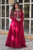 Incredible Pink Embroidered Georgette Wedding Wear Gown