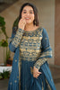 Dazzling Teal Blue Sequins Georgette Festival Wear Gown With Dupatta