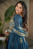 Dazzling Teal Blue Sequins Georgette Festival Wear Gown With Dupatta