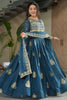 Dazzling Teal Blue Sequins Georgette Festival Wear Gown With Dupatta