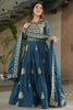 Dazzling Teal Blue Sequins Georgette Festival Wear Gown With Dupatta