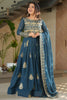 Dazzling Teal Blue Sequins Georgette Festival Wear Gown With Dupatta