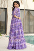 Beautiful Purple Floral Printed Georgette Event Wear Dress
