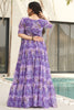 Beautiful Purple Floral Printed Georgette Event Wear Dress