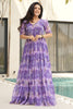 Beautiful Purple Floral Printed Georgette Event Wear Dress