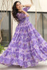 Beautiful Purple Floral Printed Georgette Event Wear Dress