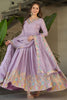 Adorable Lavender Thread Work Chinon Gown With Dupatta