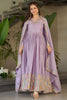 Adorable Lavender Thread Work Chinon Gown With Dupatta