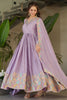 Adorable Lavender Thread Work Chinon Gown With Dupatta