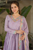 Adorable Lavender Thread Work Chinon Gown With Dupatta