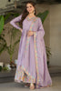 Adorable Lavender Thread Work Chinon Gown With Dupatta