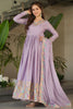 Adorable Lavender Thread Work Chinon Gown With Dupatta
